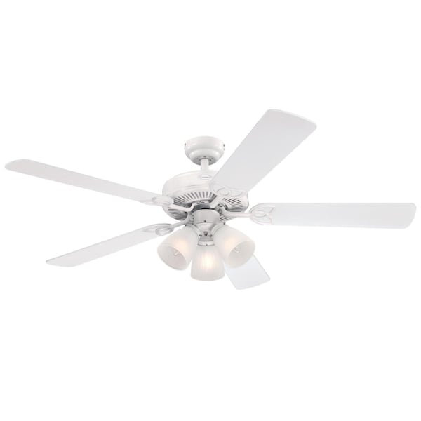 Westinghouse Vintage 52" 5-Blade Wht Indoor Ceiling Fan w/Dimmable LED Light 7236400 - main